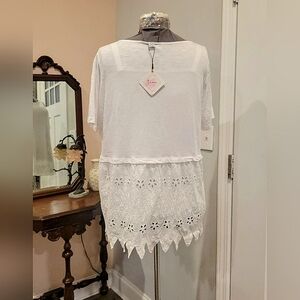NWT 3X Slub Cotton Top w/Eyelet Back
